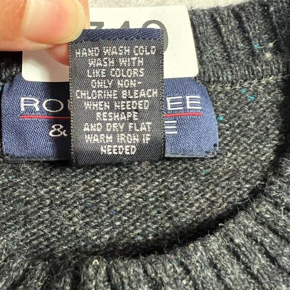 Roundtree & Yorke Sweater Mens Small Colorblock Striped Lambswool Blend Pullover - Picture 4 of 7